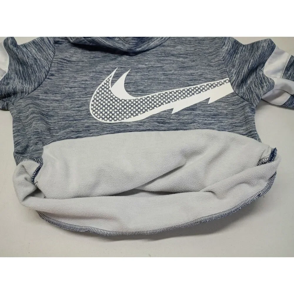 Nike Dri-fit Pullover Hoodie Youth Kids Sz M Front Pocket Fleece Lined Blue/Grey